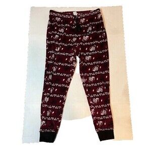 Harry Potter Women's Burgundy/Black HP Cozycore Flannel Pajama/Sleep Pants SZ L